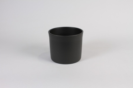 Cache-pot en céramique noir D15cm H12.5cm