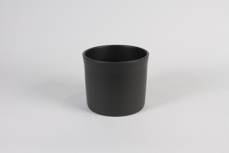 Cache-pot en céramique noir D17.5cm H15cm