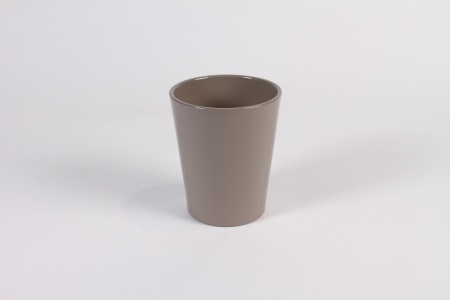 Cache-pot en céramique taupe D10cm H12cm