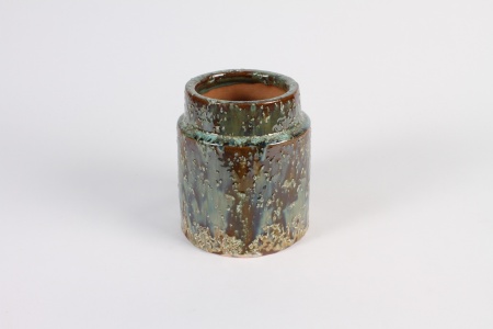 Cache-pot en céramique vert antique D14.5cm H17cm