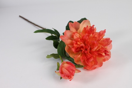 Pivoine artificielle ramifiée orange H69cm