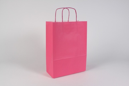 Paquet de 25 sacs kraft rose 26x12cm H36cm