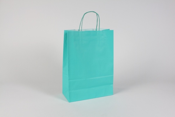 Paquet de 25 sacs kraft turquoise 26x12cm H36cm