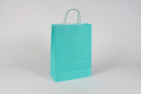 Paquet de 25 sacs kraft turquoise 26x12cm H36cm