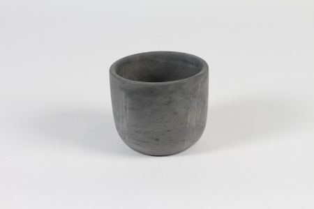 Cache-pot en béton gris foncé D12.5cm H11cm