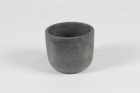 Cache-pot en béton gris foncé D14cm H12.5cm