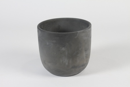 Cache-pot en béton gris foncé D17cm H15.5cm