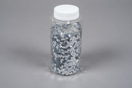 Pot 300g paillettes coeurs argent 6mm