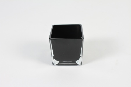 Vase cube en verre noir 6cm x 6cm x 6cm