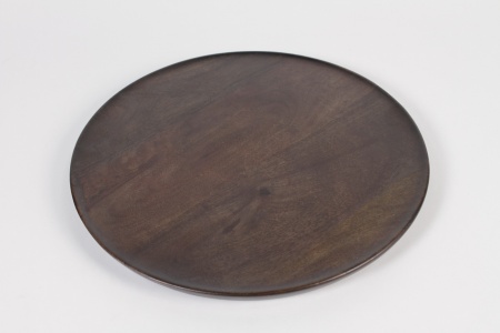 Assiette alimentaire bois de manguier marron foncé mat d37 cm h1.8 cm