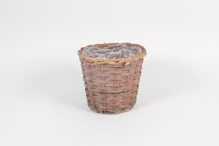 Cache pot osier gris mat d20 cm h17 cm