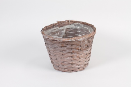 Cache pot osier gris mat d25 cm h19 cm