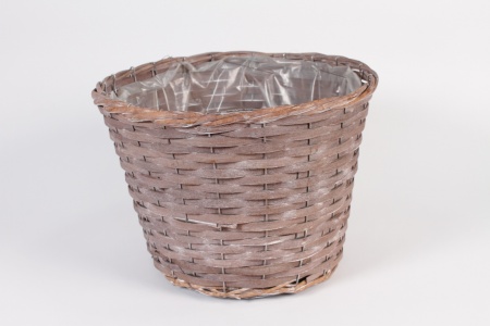 Cache pot osier gris mat d35 cm h25 cm