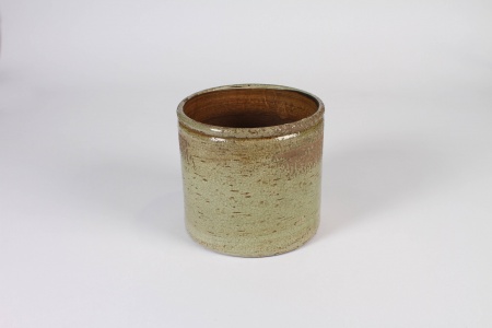 Cache-pot en céramique vert D17.5cm H16.5cm