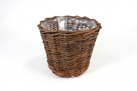 Cache-pot osier marron mat D24cm H21cm