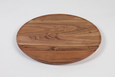 Assiette alimentaire en bois d\'acacia D37cm H1.7cm