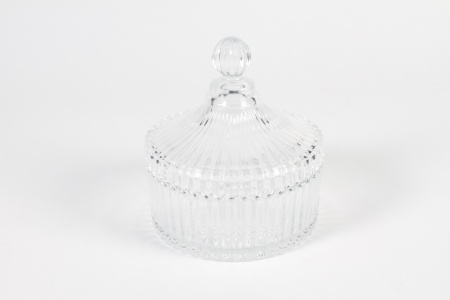 Bonbonnière en verre transparent D13,8cm H15cm