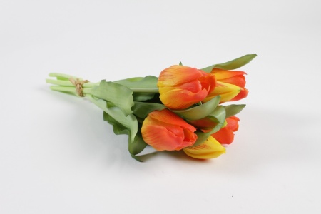 Botte de 7 tulipes artificielles orange H32cm