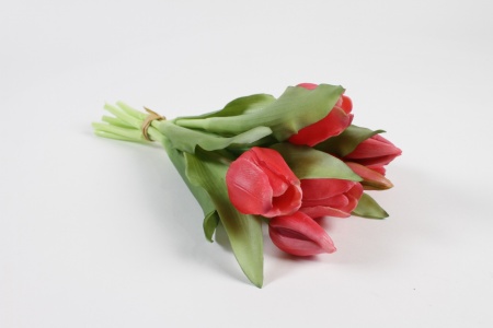 Botte de 7 tulipes artificielles roses H32cm