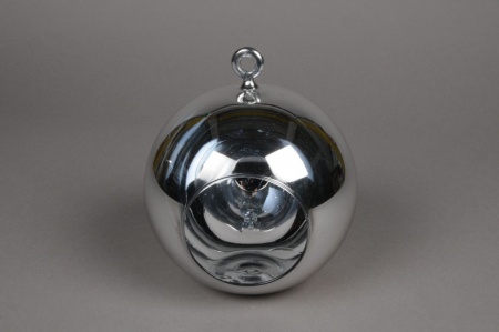 Boule en verre argent à suspendre D10cm