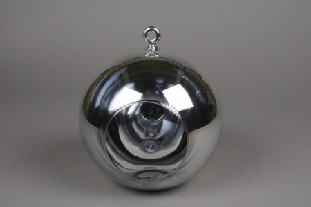 Boule en verre argent à suspendre D20cm