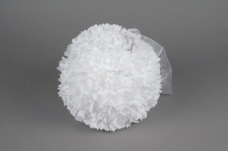 Boule fleur en tissu blanc D36cm