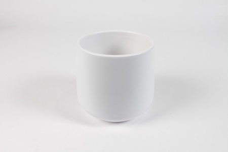 Cache-pot en céramique blanc mat D13cm H13,5cm