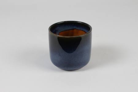 Cache-pot en céramique bleu foncé D10.5cm H9.5cm