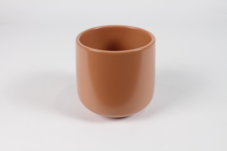 Cache-pot en céramique caramel mat D13cm H13,5cm