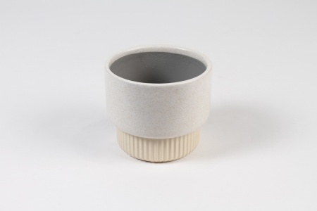 Cache-pot en céramique crème D12.5cm H11cm