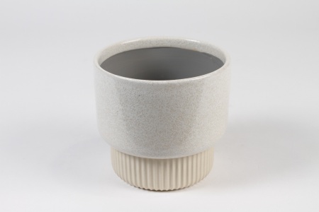 Cache-pot en céramique crème D17.8cm H16cm