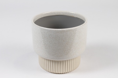 Cache-pot en céramique crème D19.5cm H17.5cm