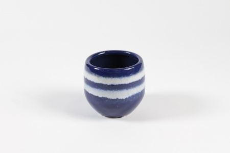 Cache-pot en céramique émaillée bleu roi D11cm H10cm