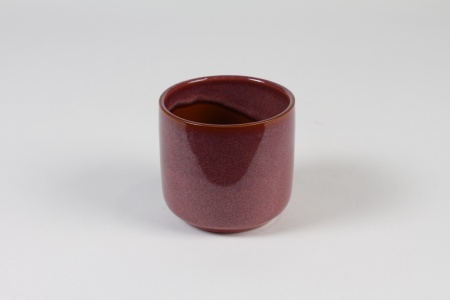 Cache-pot en céramique framboise D10.5cm H9.5cm