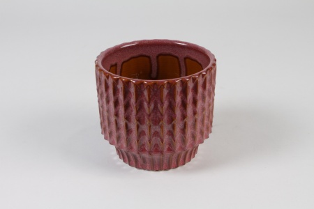 Cache-pot en céramique framboise D11cm H9cm