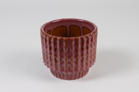 Cache-pot en céramique framboise D12.5cm H11cm