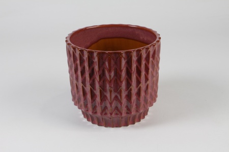 Cache-pot en céramique framboise D14cm H13cm