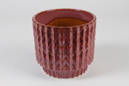 Cache-pot en céramique framboise D19.5cm H18cm