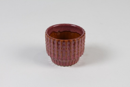 Cache-pot en céramique framboise D7.5cm H6cm