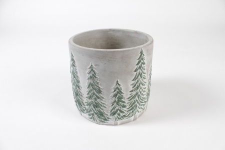 Cache-pot en céramique motif sapin D12.7cm H11cm