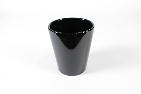 Cache-pot en cramique noir D13.5cm H15cm