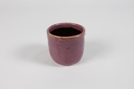 Cache-pot en céramique parme D8.5cm H7.5cm