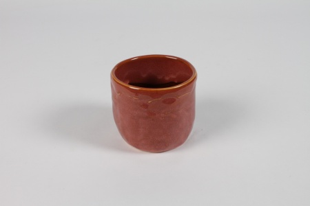 Cache-pot en céramique rouge brique D8.5cm H7.5cm