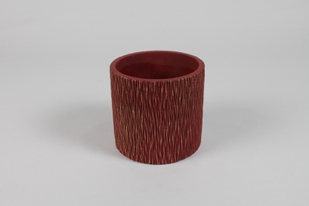 Cache-pot en céramique rouge foncé mat D10.5cm H10cm