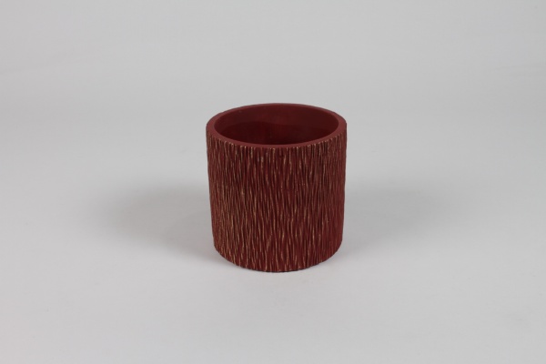 Cache-pot en cramique rouge fonc mat D8.5cm H8cm