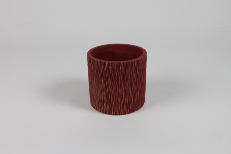 Cache-pot en céramique rouge foncé mat D8.5cm H8cm