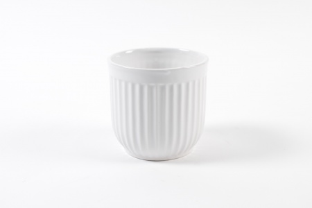 Cache-pot en céramique strié blanc D12cm H11cm