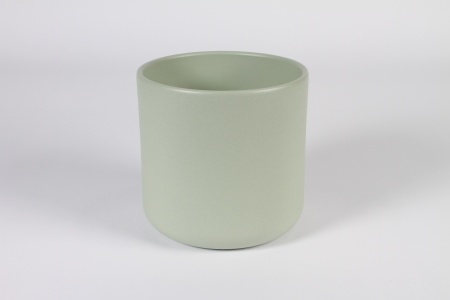 Cache-pot en céramique vert clair D19cm H18cm