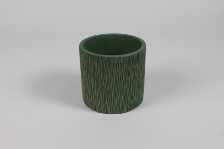 Cache-pot en céramique vert mat D10.5cm H10cm