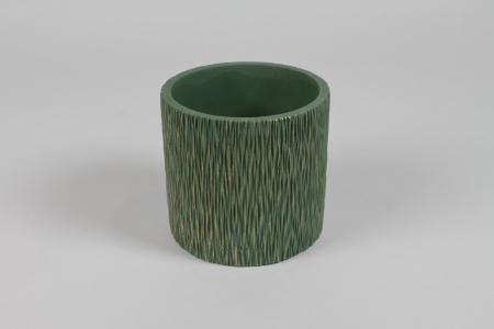 Cache-pot en céramique vert mat D13cm H12cm